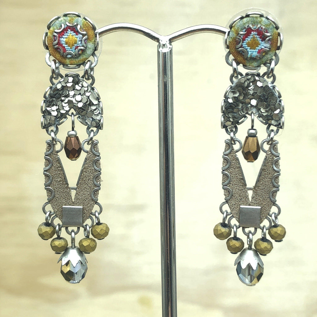 Ayala Bar Antique Gold & Silver Israeli Drop Earrings - La Trobe Jewellery