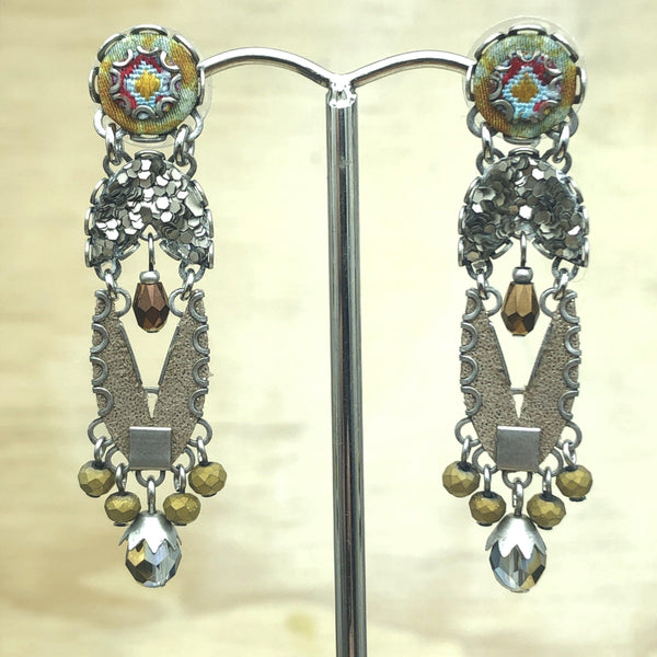 Ayala Bar Antique Gold & Silver Israeli Drop Earrings - La Trobe Jewellery