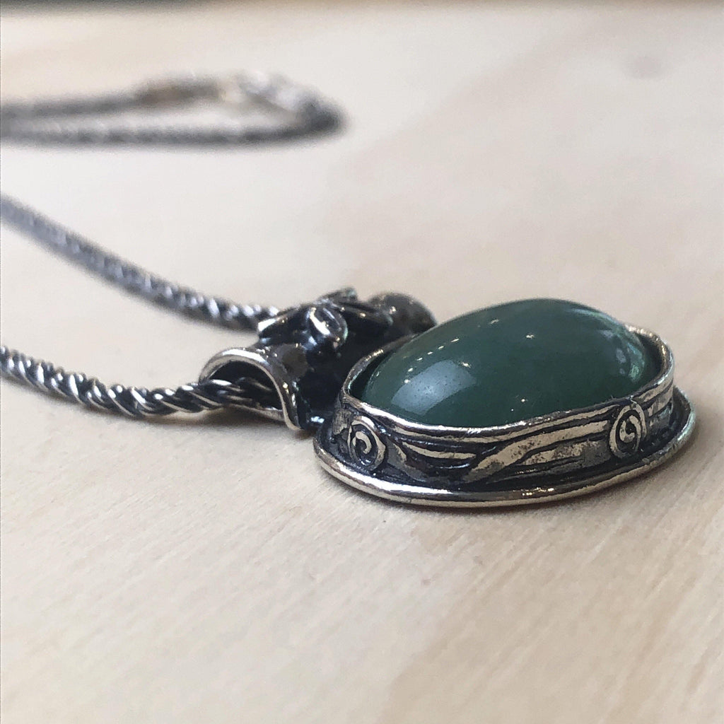 Sterling Silver Adventurine Israeli Necklace - La Trobe Jewellery