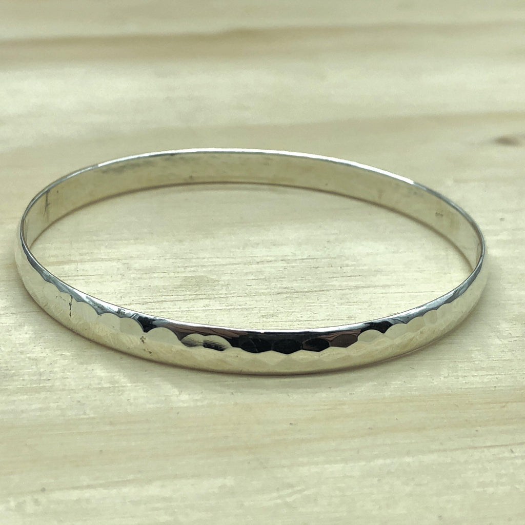Sterling Silver Beaten Bangle - La Trobe Jewellery