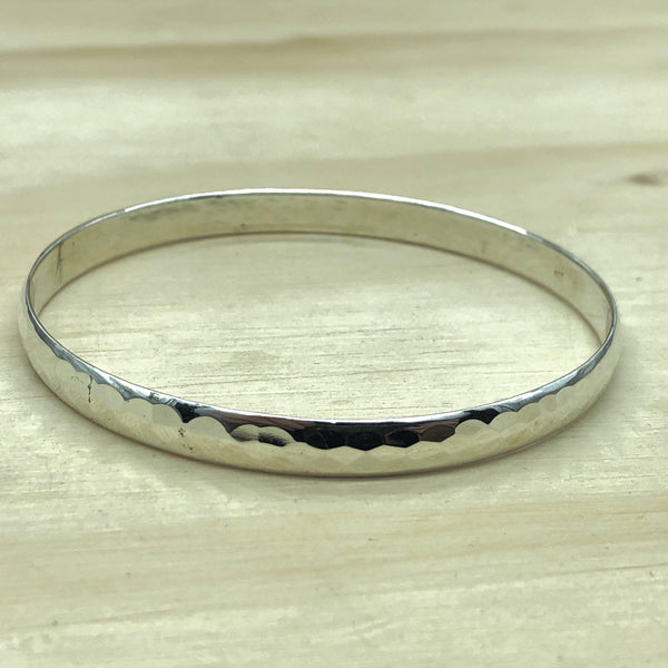 Sterling Silver Beaten Bangle - La Trobe Jewellery