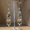 Ayala Bar Gold & Blue Grey Fabric Israeli Earrings - La Trobe Jewellery