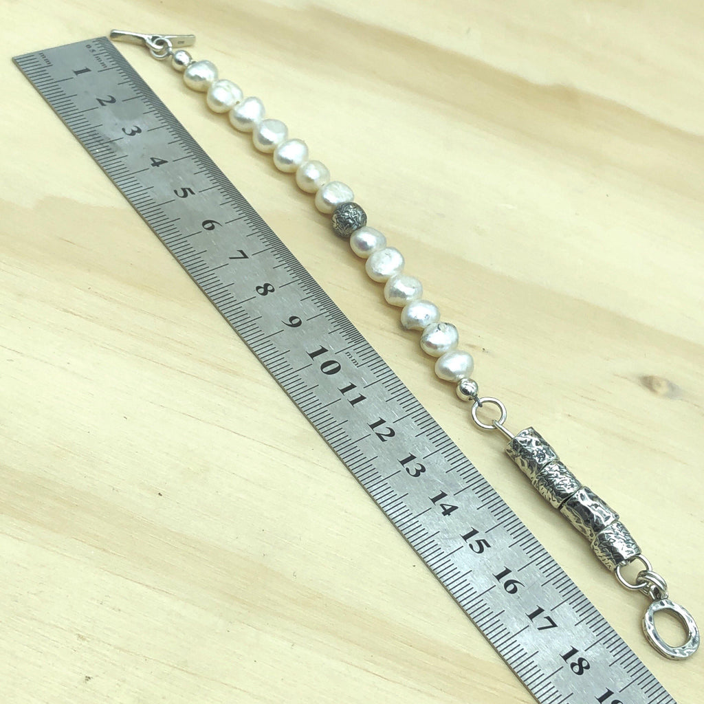 Sterling Silver & White Pearl Israeli Bracelet - La Trobe Jewellery