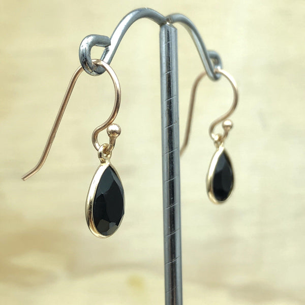 Sterling Silver Gold Onyx Teardrop Earring - La Trobe Jewellery