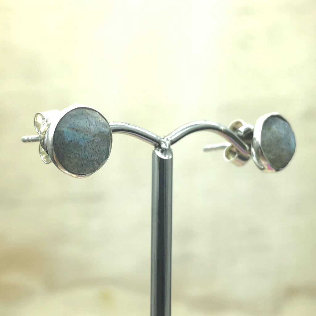 Sterling Silver Labradorite Round Stud - La Trobe Jewellery