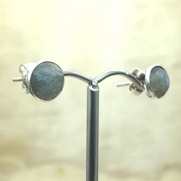 Sterling Silver Labradorite Round Stud - La Trobe Jewellery