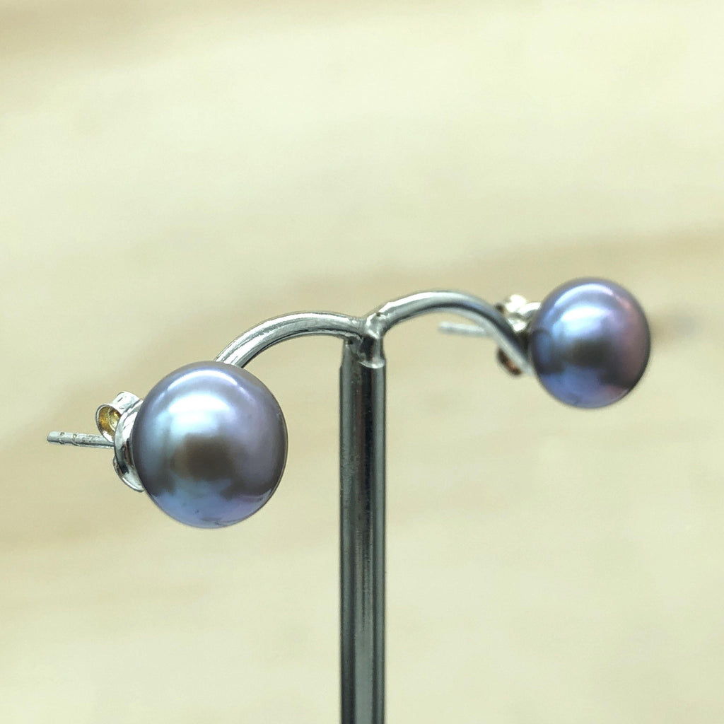 Sterling Silver Black Pearl Stud 9mm - La Trobe Jewellery