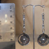 Israeli Earrings Engraved Beaten Silver Discs Long Drops - La Trobe Jewellery