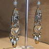 Ayala Bar Gold & Blue Grey Fabric Israeli Earrings - La Trobe Jewellery