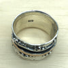Israeli Fancy Beaten Silver Ring with 14ct Rose Gold Spinner - La Trobe Jewellery