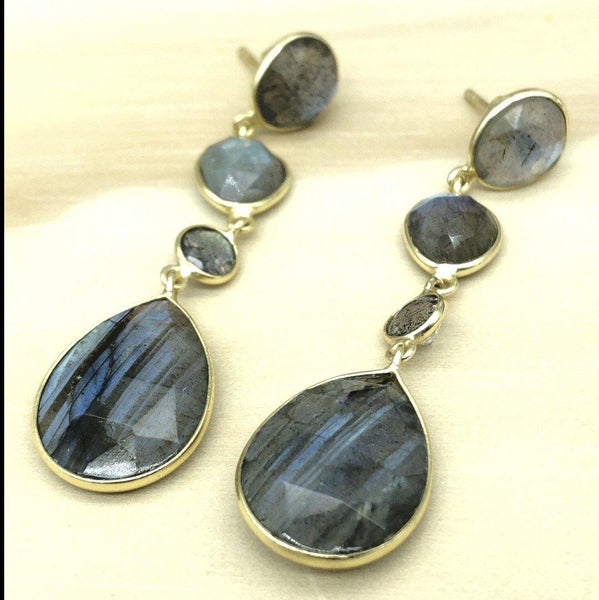 Sterling Silver Gold Labradorite Earring - La Trobe Jewellery