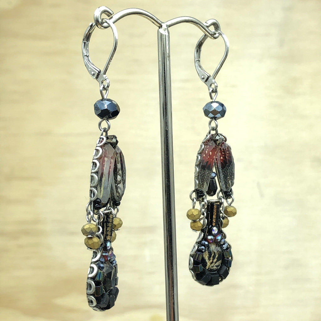 Ayala Bar Black/Red/Gold Israeli Earring - La Trobe Jewellery