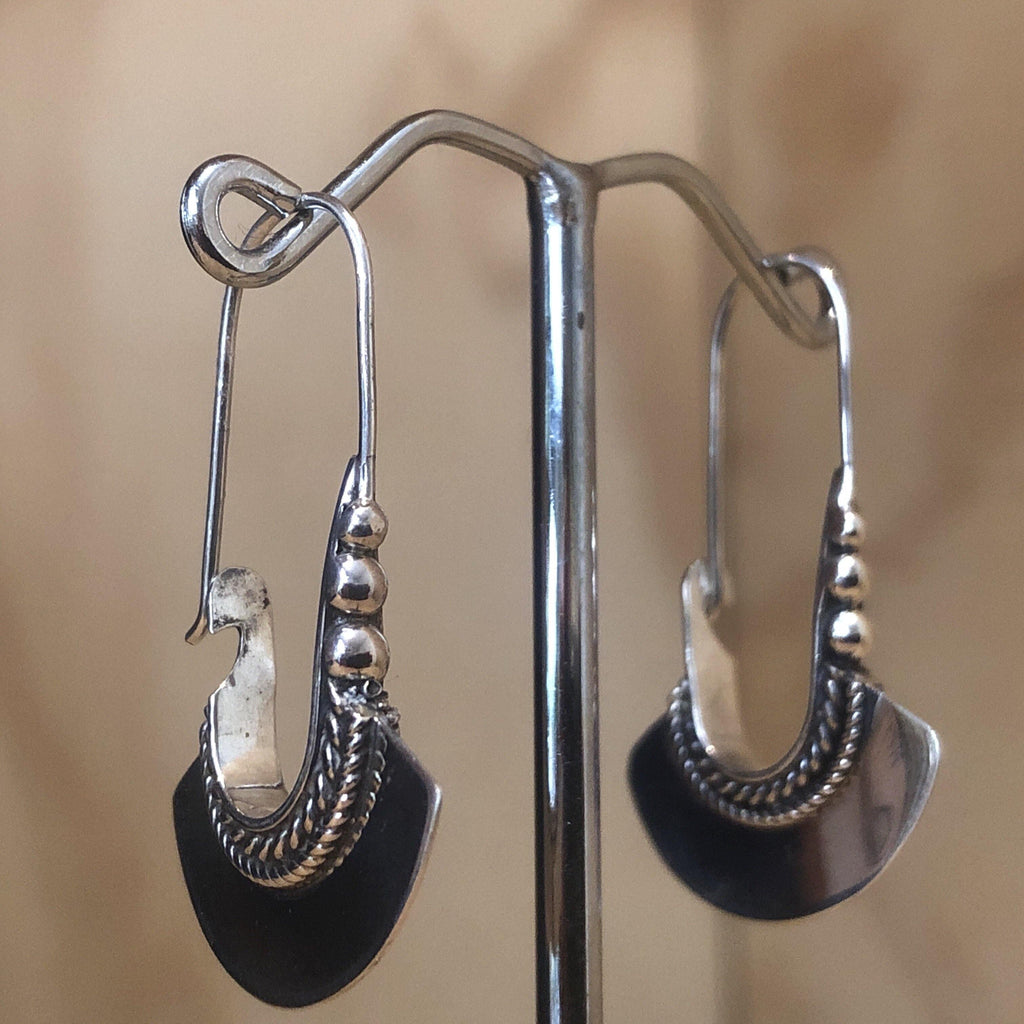 Sterling Silver Earrings adze shaped dot & twist shepard - La Trobe Jewellery