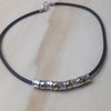 Sterling Silver Necklace cgold silver beads leather is - La Trobe Jewellery