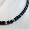 Sterling Silver Necklace onyx cab, flower Pendant & daisies - La Trobe Jewellery