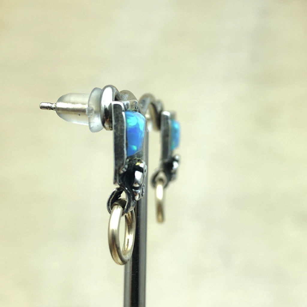 Sterling Silver, Gold & Opal Israeli Stud - La Trobe Jewellery