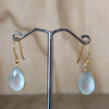 Yellow Gold Blue Chalcedony Drop Earring - La Trobe Jewellery