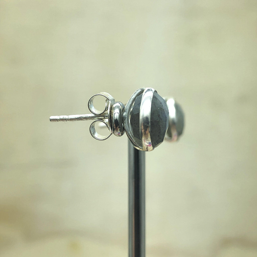 Sterling Silver Labradorite Round Stud - La Trobe Jewellery
