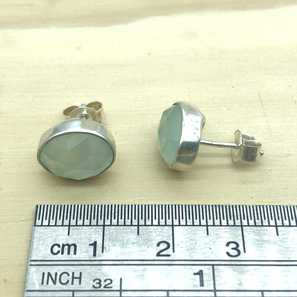 Sterling Silver Blue Chalcedony Oval Stud - La Trobe Jewellery