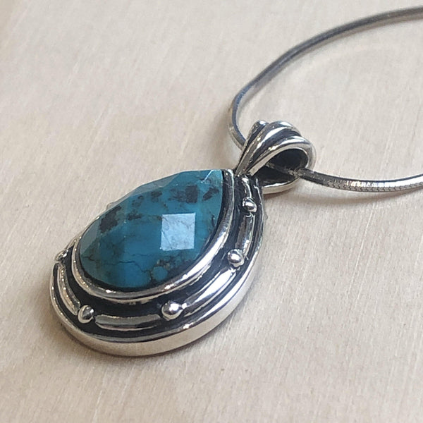 Gemstone Turquoise Teardrop Pendant - La Trobe Jewellery