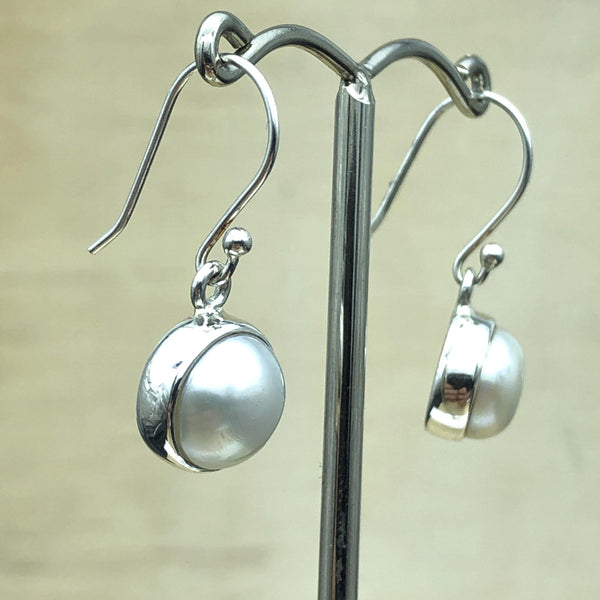 Sterling Silver White Mabe Pearl Drop Earring - La Trobe Jewellery