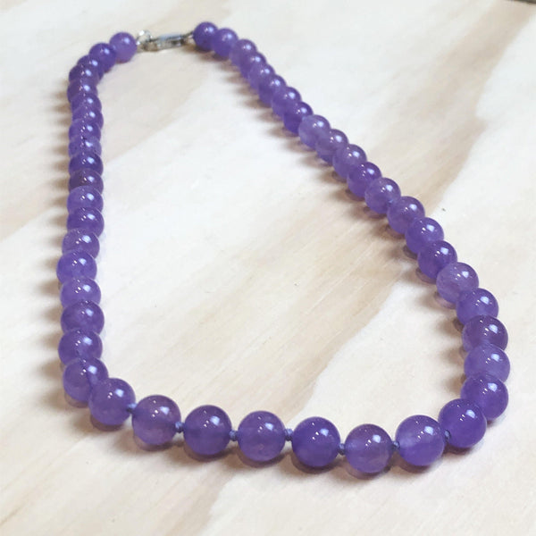 Gemstone Amethyst Silk Knotted Necklace - La Trobe Jewellery