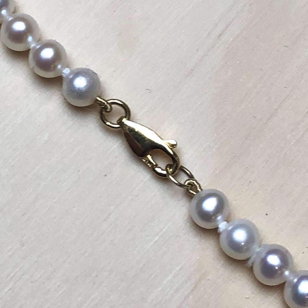 Gold Plated Necklace pearl white small 21" - La Trobe Jewellery