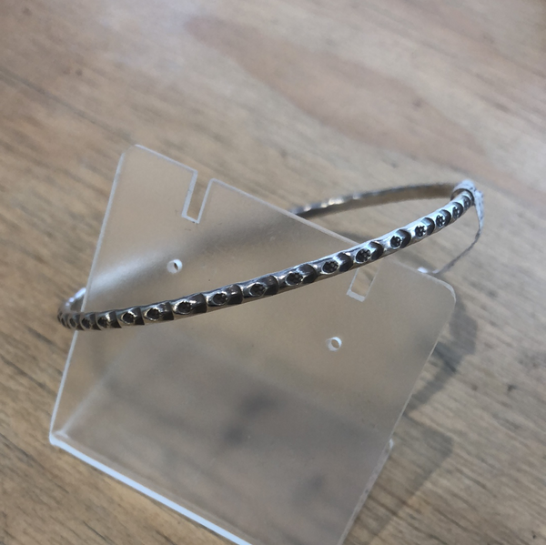 Sterling Silver Bangle floral stamped HT - La Trobe Jewellery