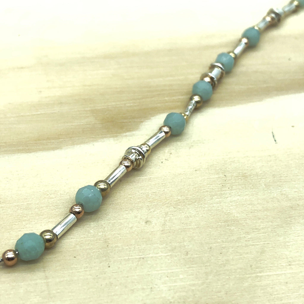 Sterling Silver, Gold & Chalcedony Israeli Necklace - La Trobe Jewellery