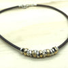 Sterling Silver, Gold & Leather Israeli Necklace - La Trobe Jewellery