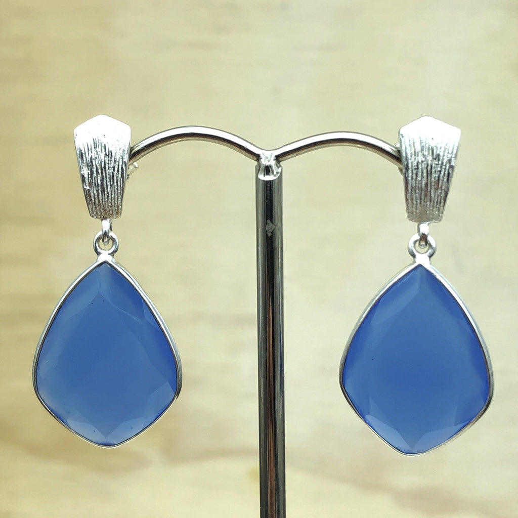 Sterling Silver Blue Chalcedony Teardrop Earring - La Trobe Jewellery