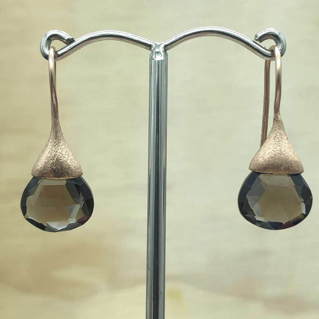 Rose Gold Smokey Quartz Drop Earring - La Trobe Jewellery