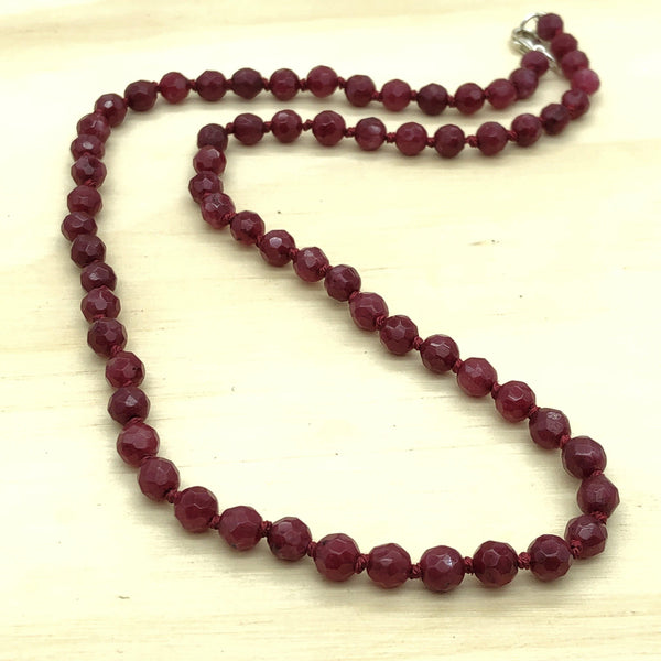 Gemstone Ruby Silk Knotted Necklace - La Trobe Jewellery