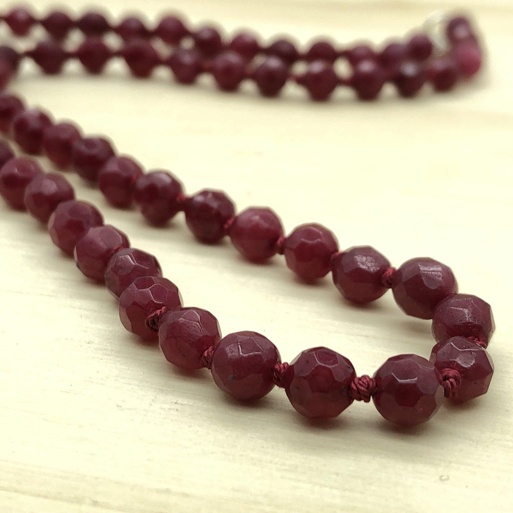Gemstone Ruby Silk Knotted Necklace - La Trobe Jewellery
