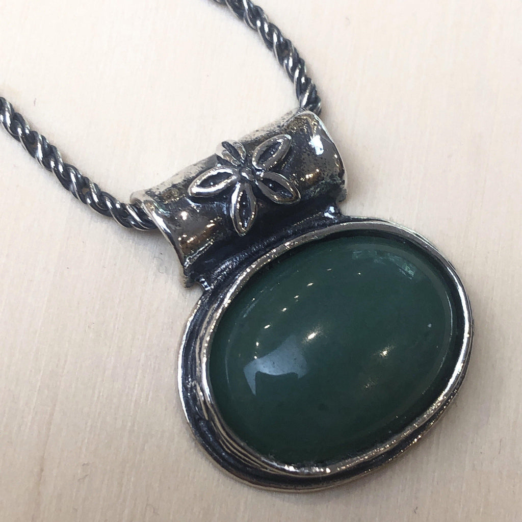 Sterling Silver Adventurine Israeli Necklace - La Trobe Jewellery