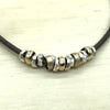 Sterling Silver, Gold & Leather Israeli Necklace - La Trobe Jewellery