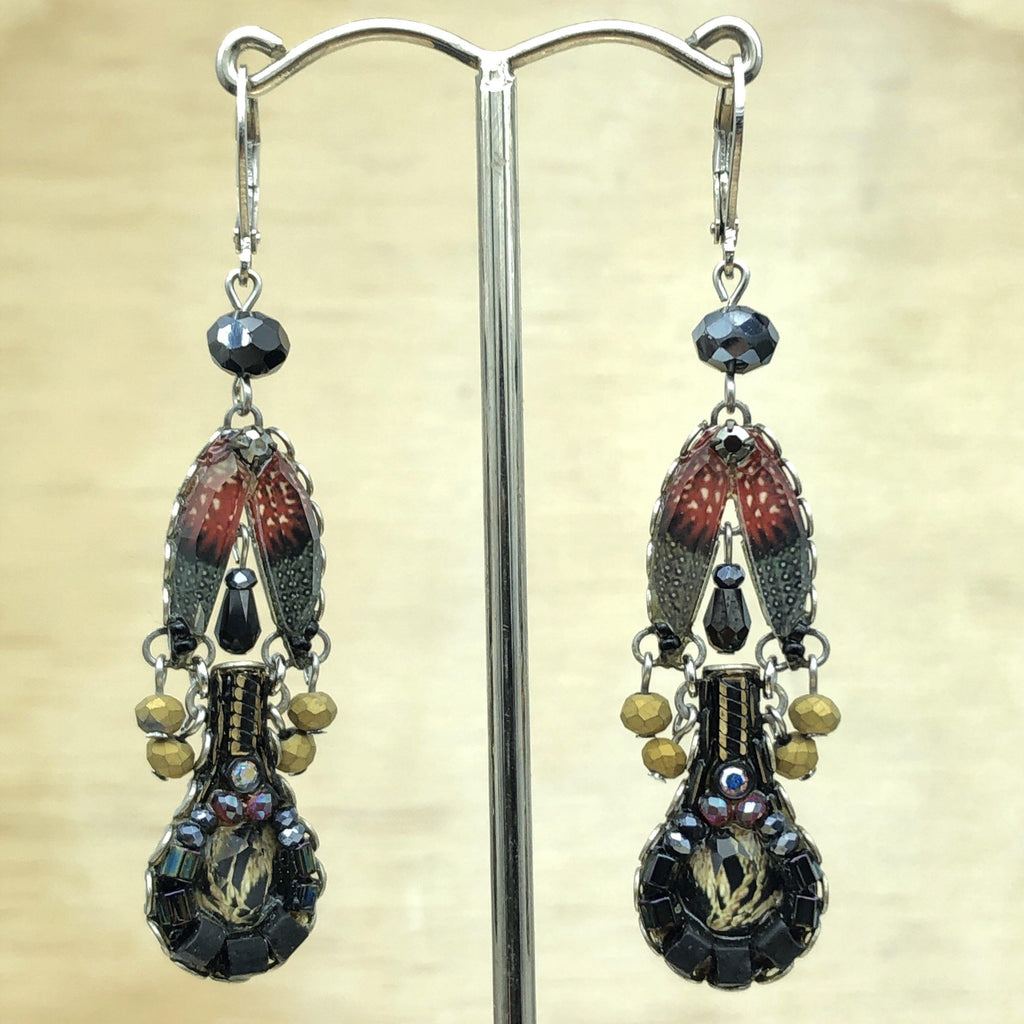 Ayala Bar Black/Red/Gold Israeli Earring - La Trobe Jewellery