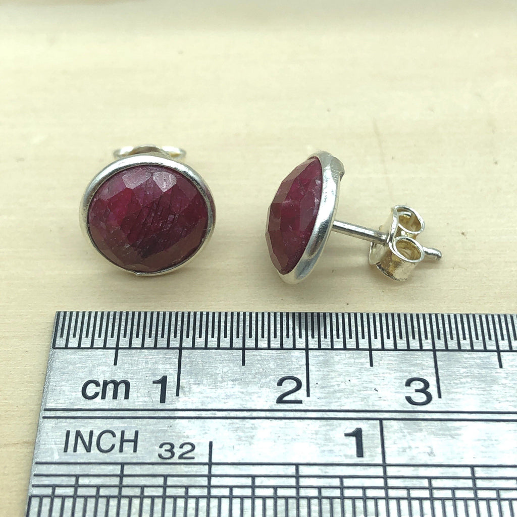 Sterling Silver Rubellite Round Stud - La Trobe Jewellery