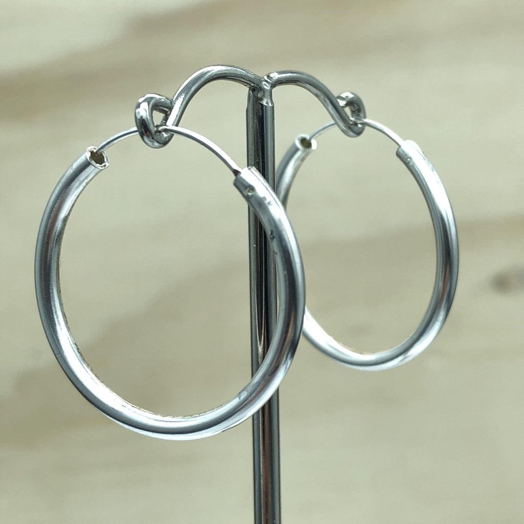 Sterling Silver Plain Loops 30mmx2.0mm - La Trobe Jewellery