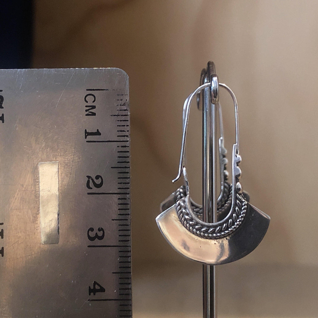 Sterling Silver Earrings adze shaped dot & twist shepard - La Trobe Jewellery