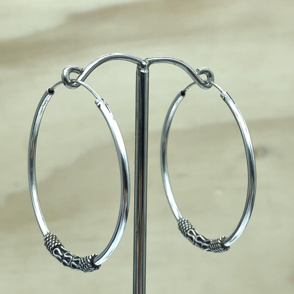 Sterling Silver Bali Style Loop 4cm - La Trobe Jewellery