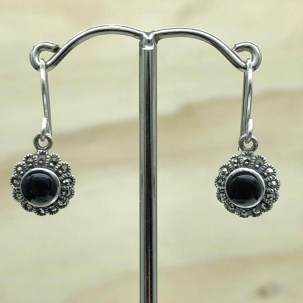 Sterling Silver Black Onyx & Marcasite Earring - La Trobe Jewellery