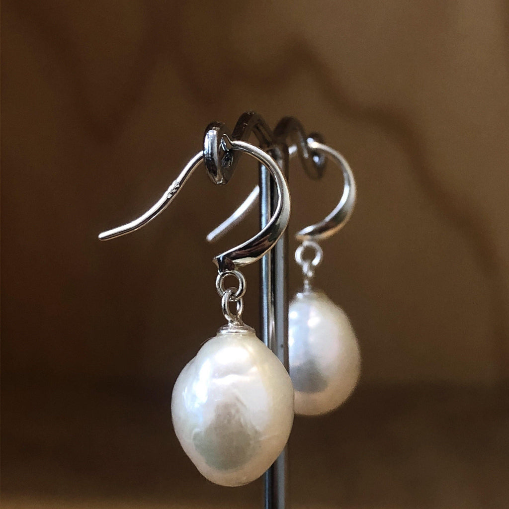 Sterling Silver Baroque White Pearl Drop Earring - La Trobe Jewellery