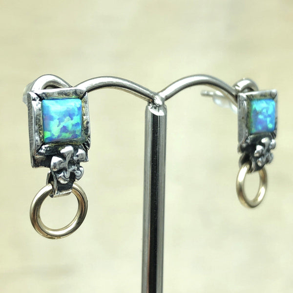 Sterling Silver, Gold & Opal Israeli Stud - La Trobe Jewellery