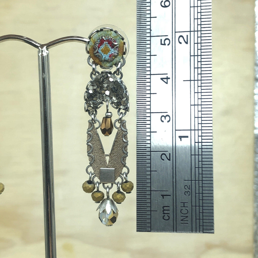 Ayala Bar Antique Gold & Silver Israeli Drop Earrings - La Trobe Jewellery