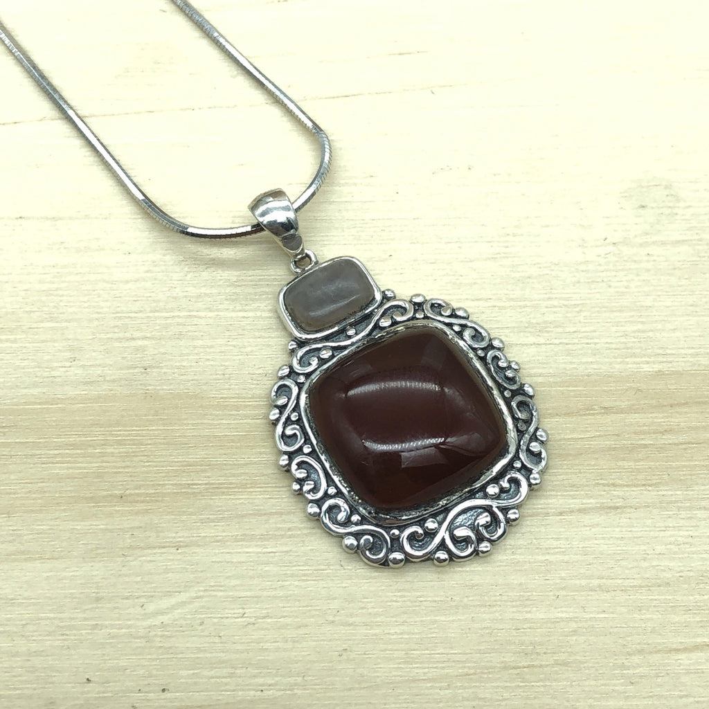 Sterling Silver, Carnelian & Agate Pendant - La Trobe Jewellery