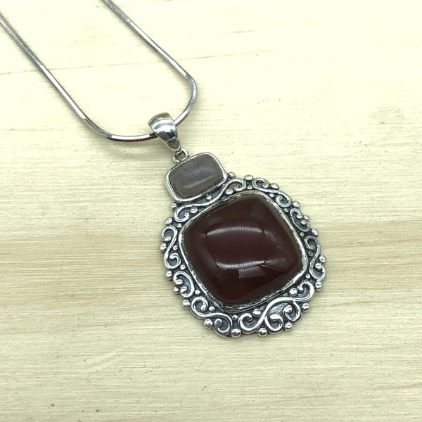 Sterling Silver, Carnelian & Agate Pendant - La Trobe Jewellery