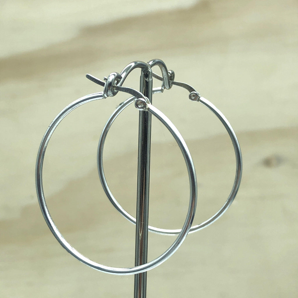 Sterling Silver Plain Loops 40mmx1.0mm - La Trobe Jewellery