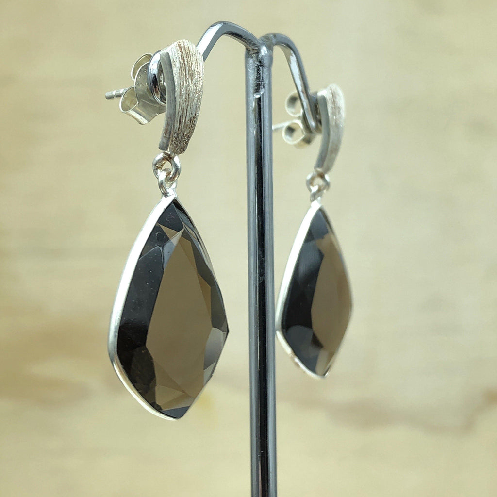 Sterling Silver Smokey Quartz Teardrop Earring - La Trobe Jewellery