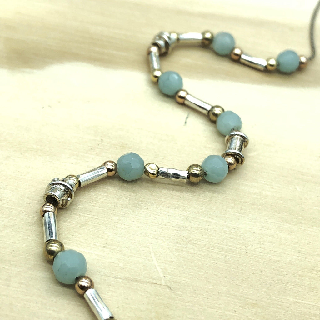 Sterling Silver, Gold & Chalcedony Israeli Necklace - La Trobe Jewellery